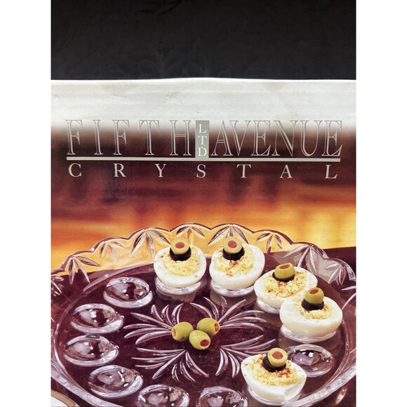 Fifth Avenue Crystal Egg Tray 10 1/2" Round Glass Platter NIB Made In Japan Home - Picture 3 of 10